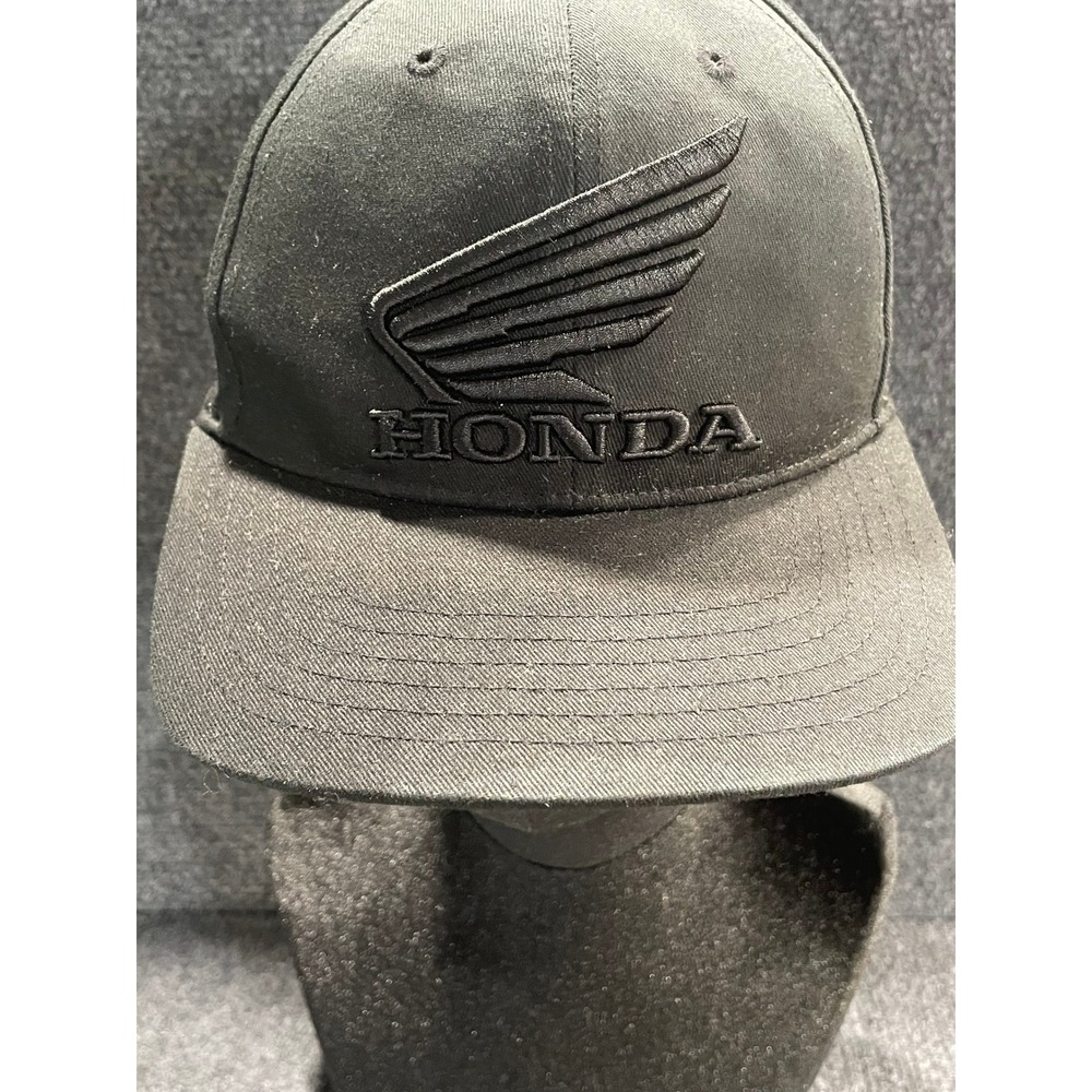Honda Official Licensed Black Snapback Hat 3D Embroidered Wing Logo Flat Bill